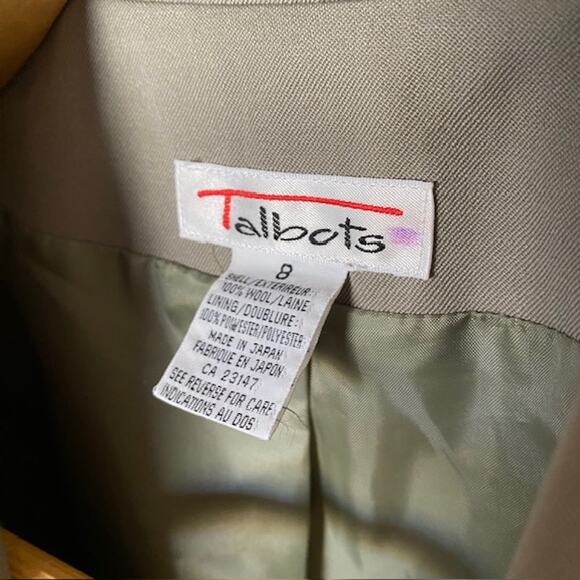 Talbots Blazer 1980s Khaki Green 100% Wool Pockets Shoulder Pads Women’s 8 - Picture 4 of 13